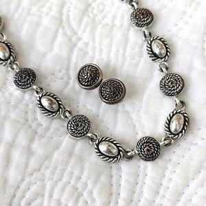 Avon Silver Necklace Earrings Set Choker Vintage